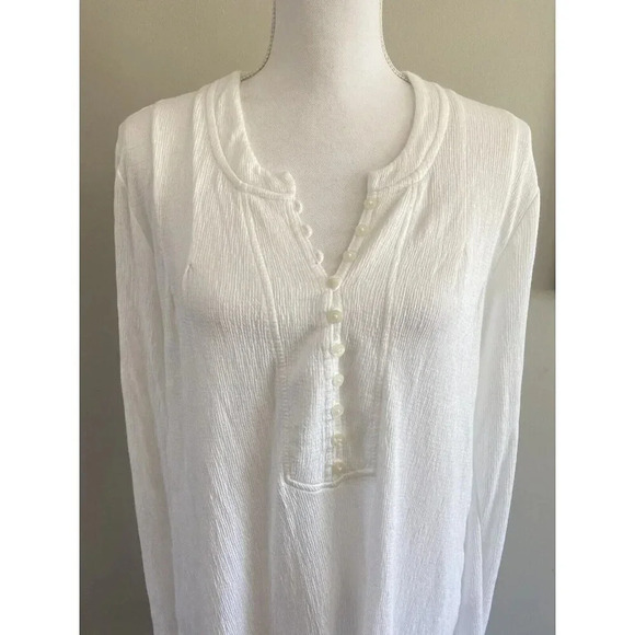 Free People Dress Cover Up White Gauze Button Front Size Medium M - Picture 2 of 6
